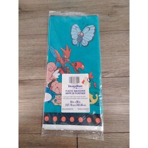 Vintage Pokemon Plastic Tablecover Party Teal 54"×96" Y2K